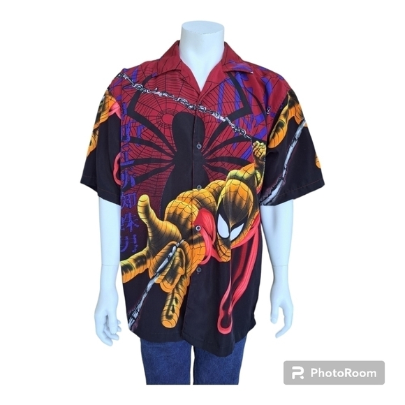 Spiderman Fab exchange short sleeve shirt men's button front XL - Picture 2 of 11